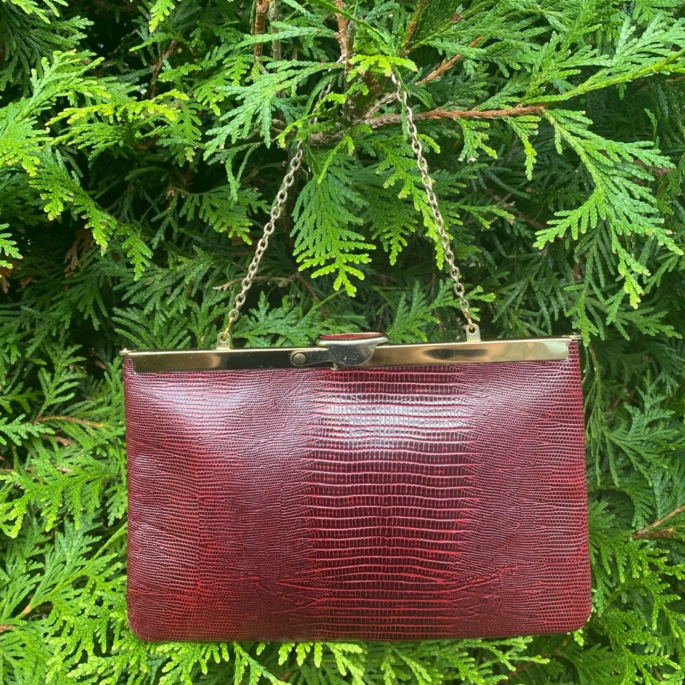 Vintage ETRA Red leather purse chain Clutch